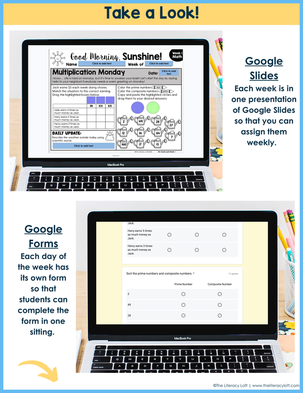 Math Morning Work 4th Grade {April} | Distance Learning | Google Apps