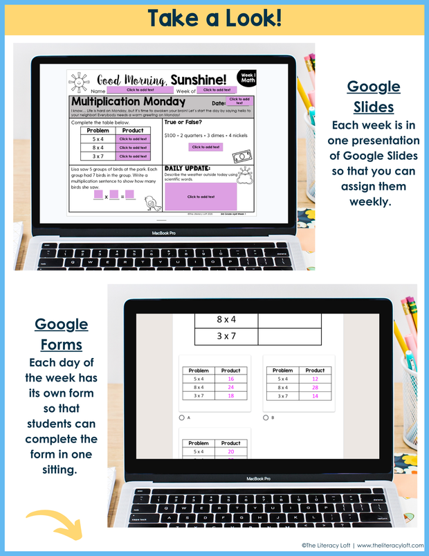 Math Morning Work 3rd Grade {April} | Distance Learning | Google Apps