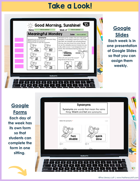 1st Grade ELA Morning Work (April) | Distance Learning | Google Slides