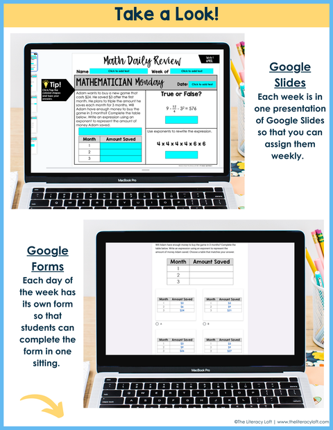 Math Daily Review 6th Grade {April} | Distance Learning | Google Apps