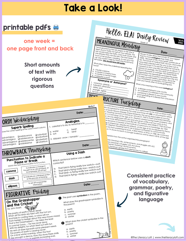 ELA Daily Review 8th Grade {April} | Distance Learning | Google Slides and Forms