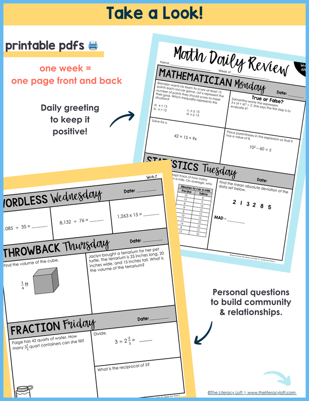 Math Daily Review 6th Grade {April} | Distance Learning | Google Apps