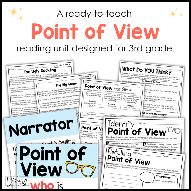 3rd Grade Point of View Worksheets Reading Comprehension Passages Fun Mini Unit