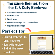 9th Grade ELA Reading Comprehension November Fall Morning Work Assessment Thanksgiving High School