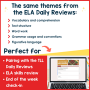 5th Grade ELA Reading Comprehension Morning Work Assessment Winter Review - Dec