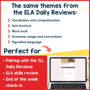 7th Grade ELA Reading Comprehension Morning Work Assessment Review Winter - Dec