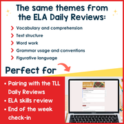 6th Grade ELA Reading Comprehension Morning Work Assessment Winter Review - Dec