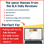 10th Grade ELA Reading Comprehension Morning Work Assessment Winter Review - Dec