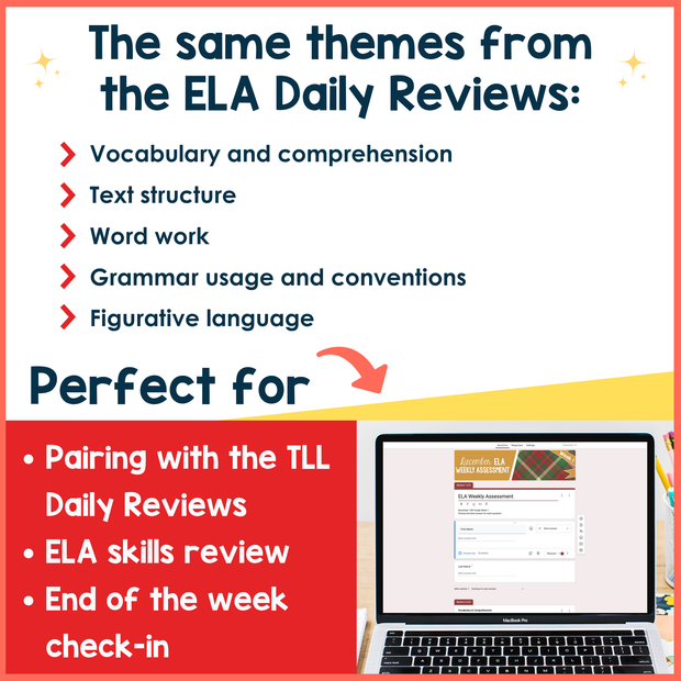10th Grade ELA Reading Comprehension Morning Work Assessment Winter Review - Dec