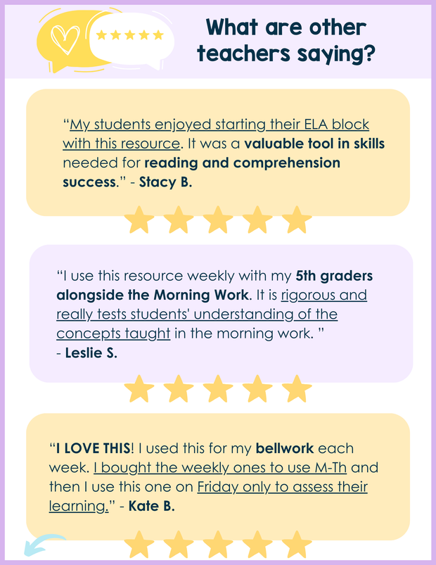 ELA Weekly Assessments 5th Grade | Printable | Google Forms