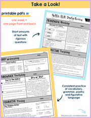 7th Grade ELA Daily Review and Weekly Assessment Bundle