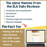 7th Grade ELA Reading Comprehension November Morning Work Assessment Daily Review