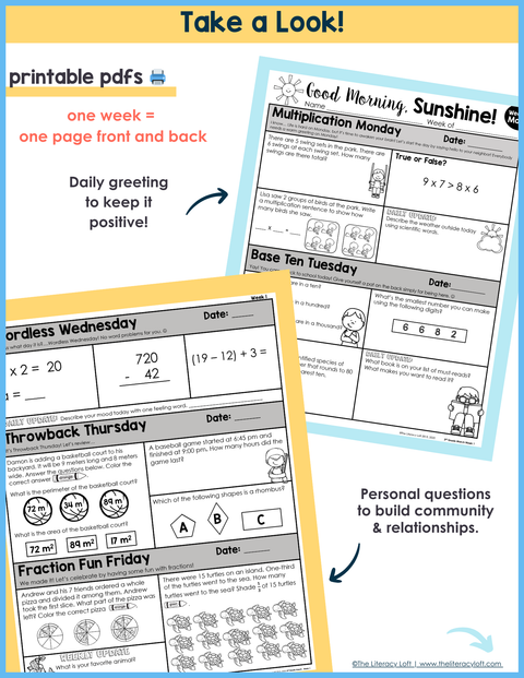 3rd Grade Math Morning Work and Weekly Assessments Bundle