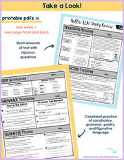 6th Grade ELA Daily Review and Weekly Assessment Bundle