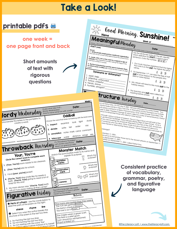 ELA + Math Morning Work 5th Grade {The Bundle} Google Slides + Forms