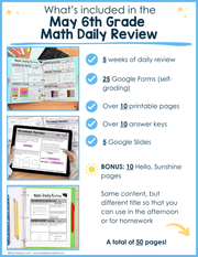 Math Daily Review 6th Grade {May} | Distance Learning | Google Apps