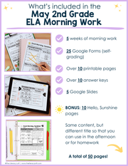 ELA Morning Work 2nd Grade {May} | Distance Learning | Google Slides