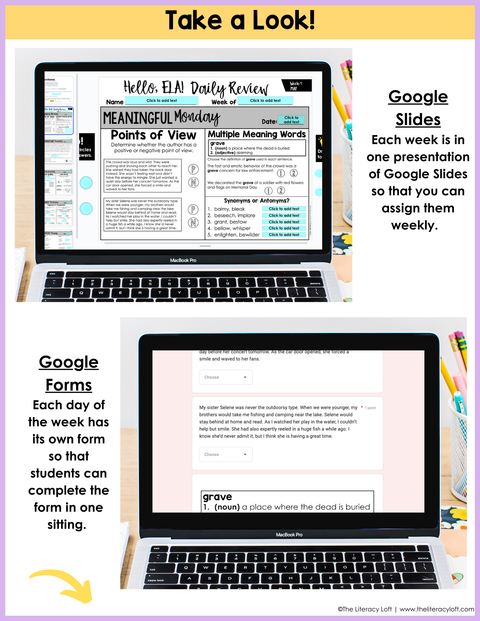 ELA Daily Review 7th Grade {May} | Distance Learning | Google Slides and Forms