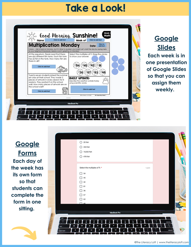 Math Morning Work 5th Grade {May} | Distance Learning | Google Slides