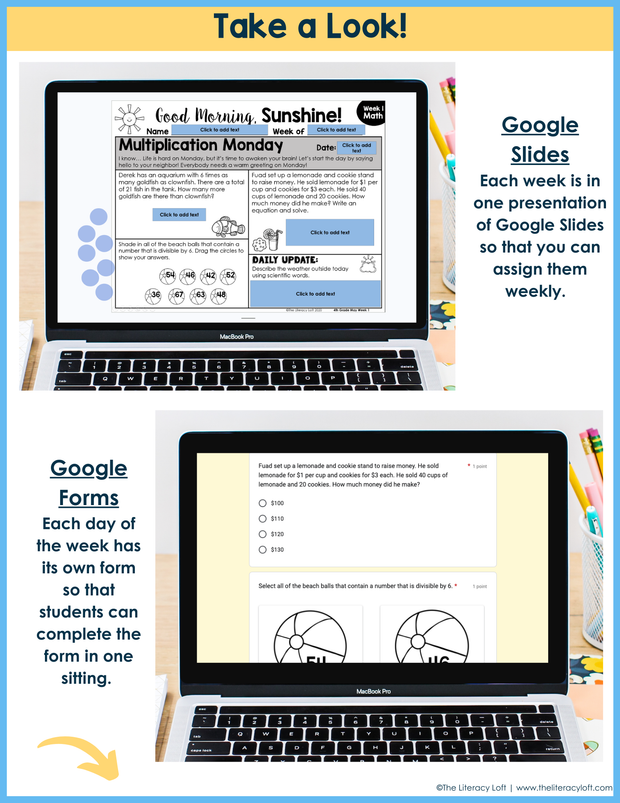 Math Morning Work 4th Grade {May} | Distance Learning | Google Apps