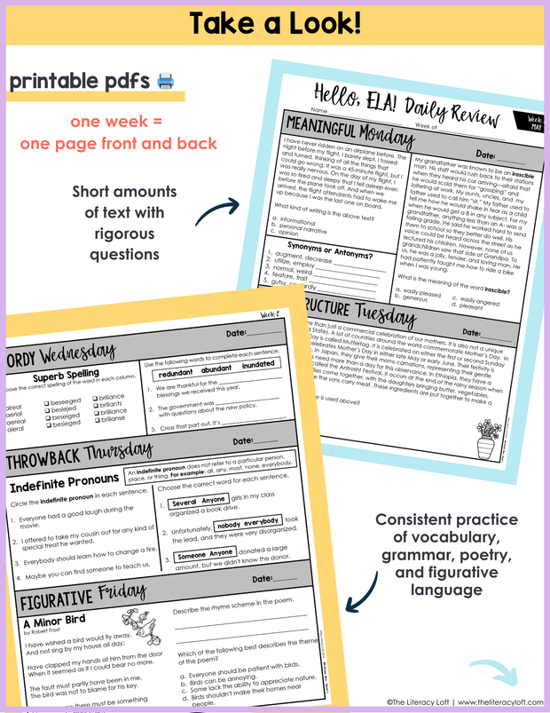 ELA Daily Review 8th Grade {May} | Distance Learning | Google Slides and Forms