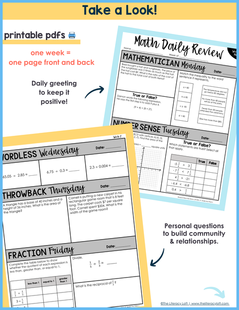 Math Daily Review 6th Grade {May} | Distance Learning | Google Apps