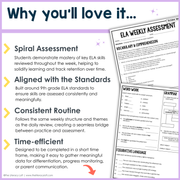 9th Grade Reading Comprehension ELA Morning Work Assessment Bundle High School