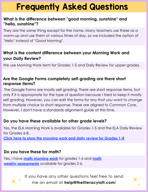 ELA Morning Work 3rd Grade (Bundle) | Printable | Google Apps