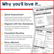 5th Grade ELA Reading Comprehension Morning Work Assessment Winter Review - Dec