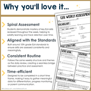 4th Grade ELA Reading Comprehension November Morning Work Assessment Elementary