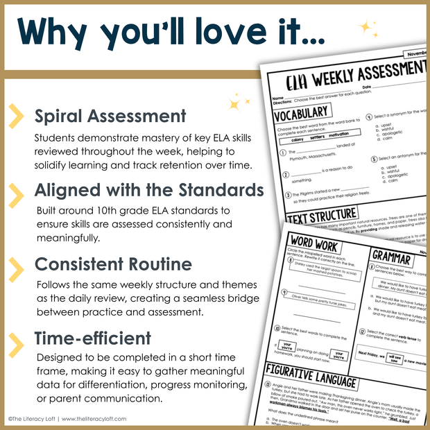 4th Grade ELA Reading Comprehension November Morning Work Assessment Elementary