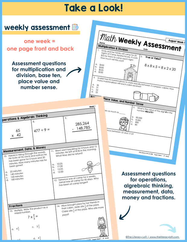 5th Grade Math Morning Work and Weekly Assessments Bundle