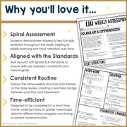 8th Grade ELA Reading Comprehension November Morning Work Assessment Daily Review