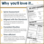 3rd Grade ELA Reading Comprehension November Morning Work Assessment Elementary