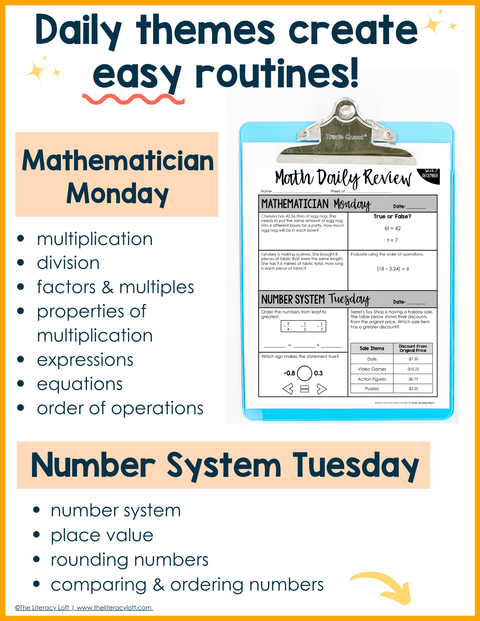 ELA + Math Daily Review 6th Grade {The Bundle} | Distance Learning | Google Slides