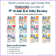 9th-10th Grade ELA Daily Review & Assessment Reading Comprehension Bundle High School