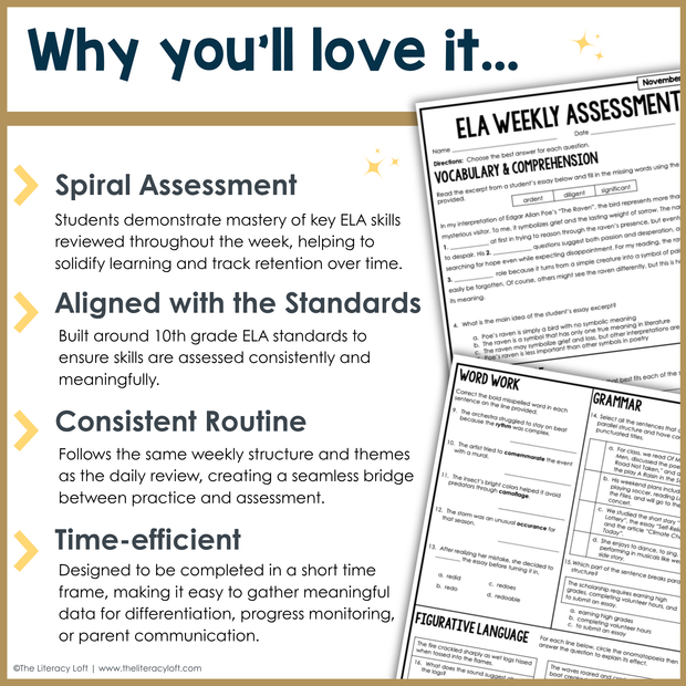 10th Grade ELA Reading Comprehension November Fall Morning Work Assessment Thanksgiving High School