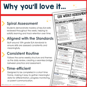 6th Grade ELA Reading Comprehension Morning Work Assessment Winter Review - Dec