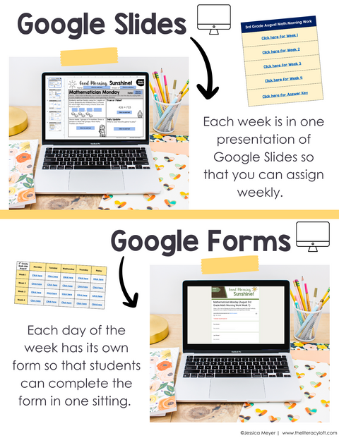 Math Morning Work 3rd Grade Bundle | Printable | Google Slides and Forms