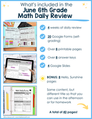 Math Daily Review 6th Grade {June} | Distance Learning | Google Apps