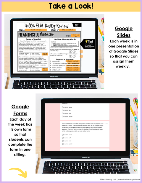 ELA Daily Review 8th Grade {June} | Distance Learning | Google Slides and Forms