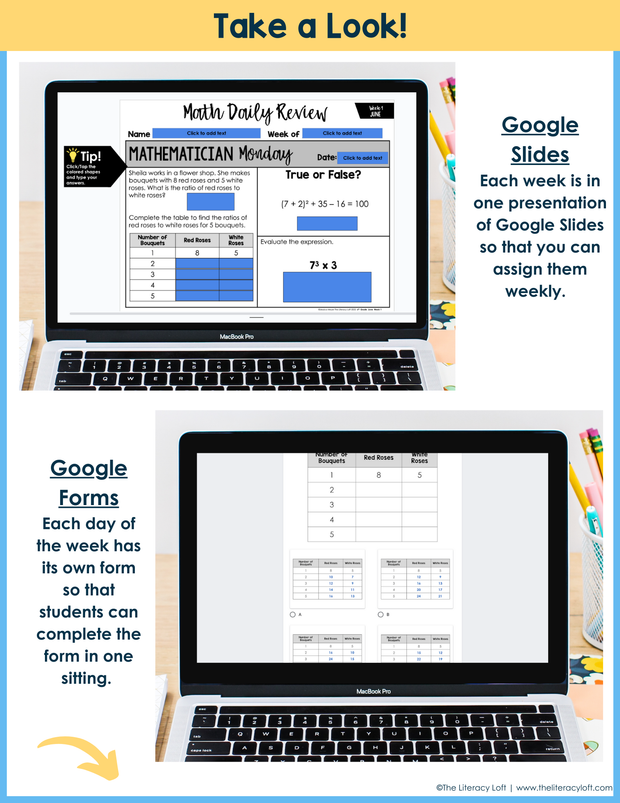 Math Daily Review 6th Grade {June} | Distance Learning | Google Apps