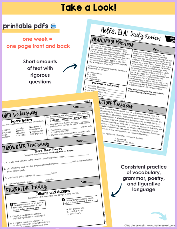 ELA Daily Review 8th Grade {June} | Distance Learning | Google Slides and Forms