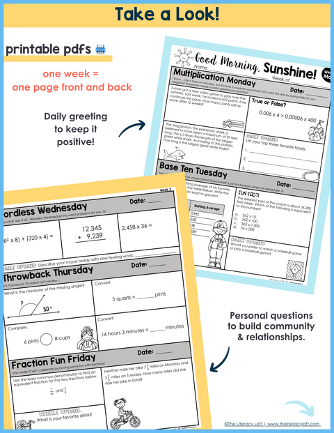 Math Morning Work 5th Grade {June} | Distance Learning | Google Slides