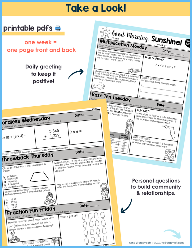 Math Morning Work 3rd Grade {June} | Distance Learning | Google Apps