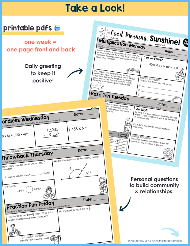 Math Morning Work 4th Grade {June} | Distance Learning | Google Apps