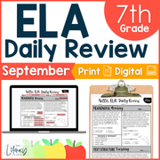 ELA Daily Review 7th Grade {September} | Distance Learning | Google Slides and Forms