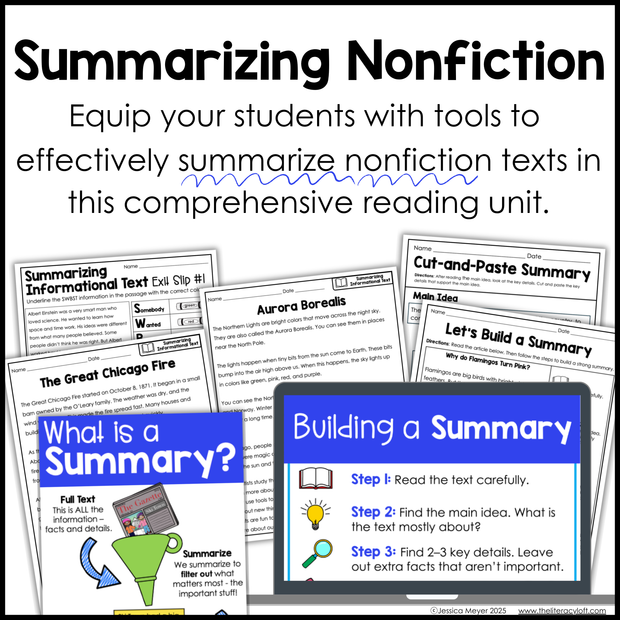 3rd Grade Summarizing Nonfiction Text Fun Reading Comprehension Passages Unit