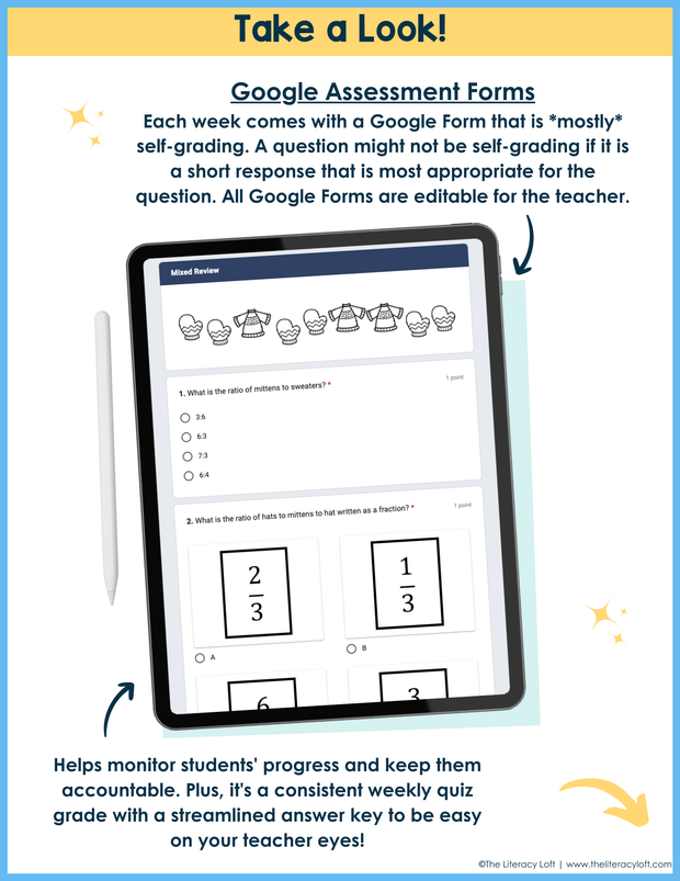 6th Grade Math Daily Review and Weekly Assessments Bundle