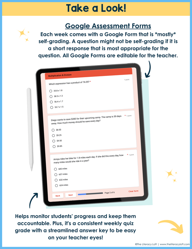 5th Grade Math Morning Work and Weekly Assessments Bundle